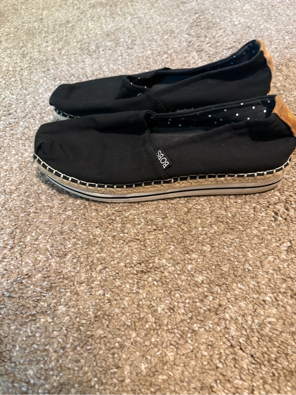 Skechers Black Slip-On Espadrille with Tan Heel Accent